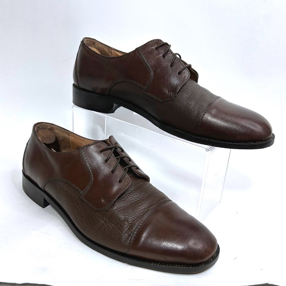 Bruno Magli Mens Dark Brown‎ Leather Cap Toe Oxford Shoes Made in Italy 4388 9.5